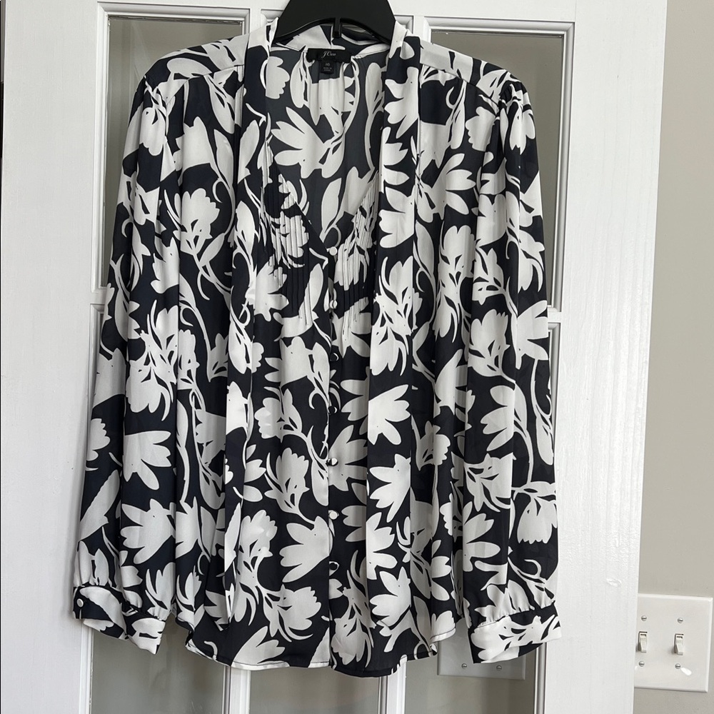 J. Crew Floral Blouse With Tie